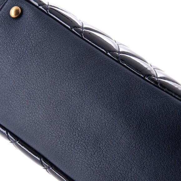 Chanel CC Eyelet Tote Quilted Patent Small Blue - Picture 6 of 7